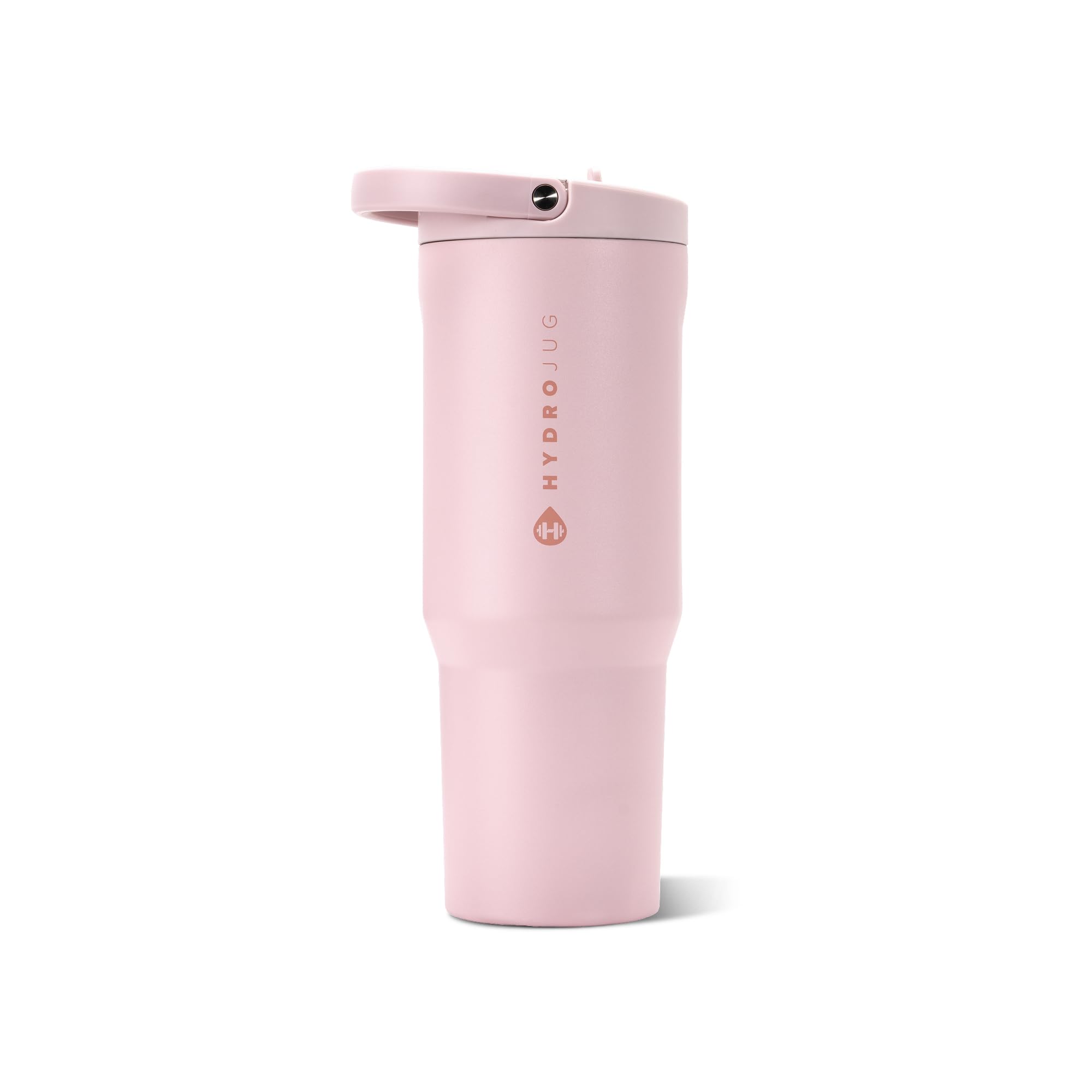 HydroJug Sport 40 oz Insulated Stainless Steel Water Bottle, Pink Sand | Triple wall insulated, circular flip straw, leak-resistant, swivel handle, removable rubber boot, BPA-free, dishwasher safe