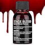 DELISOUL Stage Blood 1 Fl Oz(30ml),Ultra-Realistic Fake Blood,Halloween Cosplay Special Effect Wound FX Blood for Theater,Costume Maleup,Zombie,Vampire,Monster SFX Makeup,Drips & Never Dries,Fresh