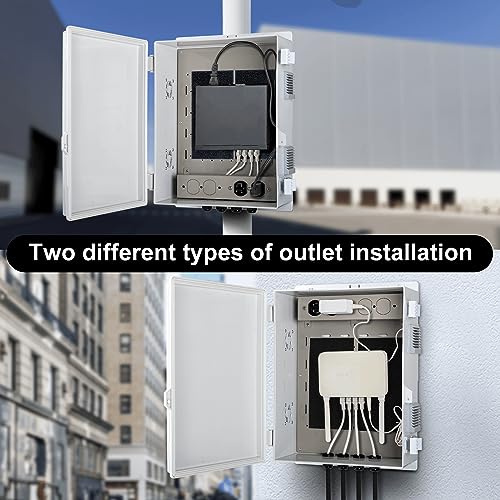 Image of Namunanee Outdoor Electrical Junction Box with High Power Outlet, 16 inch H* 12 inch L* 5.9 inch W, ABS Water Resistant Enclosure with Internal Mounting Panel & Hinged Cover.
