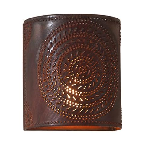 Irvin's Country Tinware 724CRT - Chisel Pattern One-Light Wall Sconce in Rustic Tin Cover
