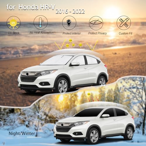 Image of KMF 6pcs Thicken Sun Shades for Honda HR-V 2016-2022 Accessories (LX, EX, EX-L, Sport, Touring), HRV Sunshade Full Car Window Covers for Windshield Side Rear, UV Block and Blackout for Camping Outdoor