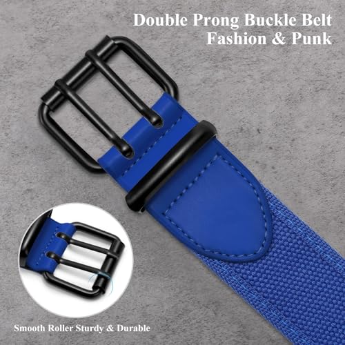 Image of WHIPPY Canvas Double Grommet Belt Unisex Casual Double Prong Belt for Men Women for Jeans Pants