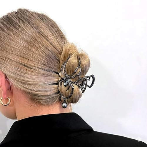 Pinza para cabello metálica negra estilo gótico miniatura 5