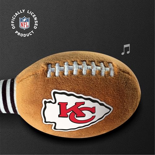 Image of Kansas City Chiefs Plush Football Rattle by Smilo - Officially Licensed NFL Baby Rattle Toy - Soft Baby Rattle with Bell - for Babies and Toddlers from 3 Months