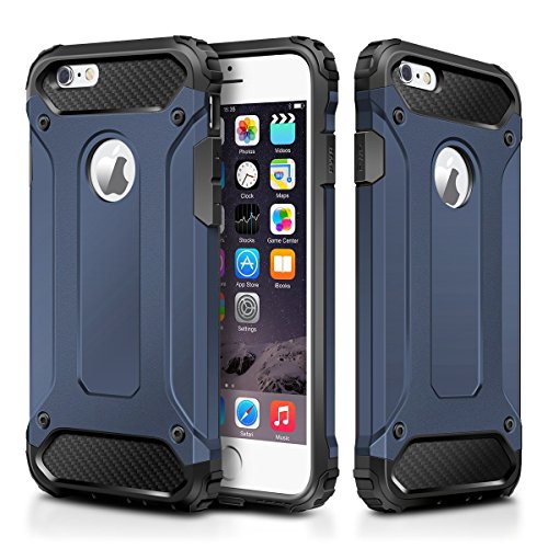 iPhone 6S Plus Case,Wollony Rugged Hybrid Dual Layer Armor Protective Back Case Shockproof Cover for iPhone 6,6S Plus 5.5inch Heavy Duty Slim Hard Shell Protection Impact Resistant Bumper(Deep Blue)
