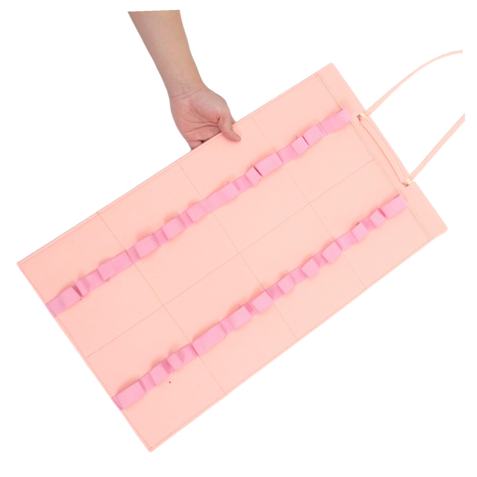 Organizador de Baquetas Plegable de Fieltro Rosa, 2 Piezas | Soporte Colgante Portátil, Estructura Plegable, Guarda hasta 12 Cinturones para Casa y Práctica