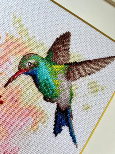 Image of RIOLIS - Hummingbird 2178, Animals Cross Stitch Kits 8 inchx11, Cross Stitch Kits for Beginners & Advanced, Crossstitching Kit Adult, Embroidery Counted Stitching Kit