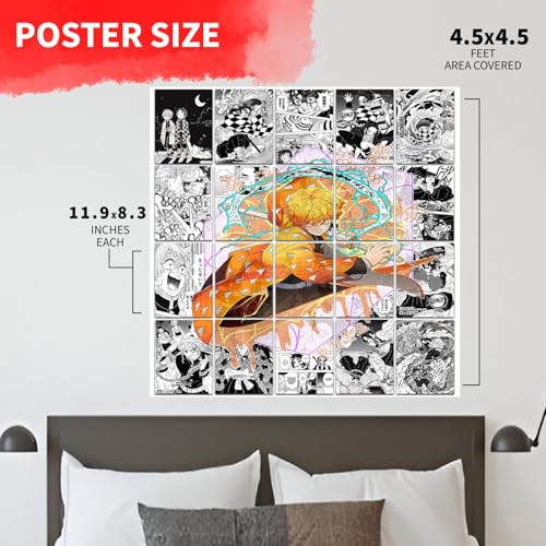 Image of VEENSHI Set of 20 Zenitsu Poster | Zentisu Wall Collage Kit | 300 GSM Thick Poster of Demon Slayer | Size : 11.9x8.3 inch