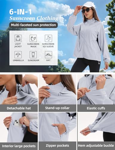 women39s upf 50 sun protection jacket cooling sun shirt lightweight athletic hoodie with zipper pockets outdoor