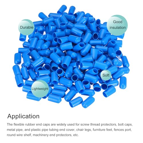 Image of MECCANIXITY 200pcs 10mm(3 /8 inch) Rubber End Caps Cover PVC Vinyl Screw Thread Protector Round Wire Shelf Caps for Screw Bolt Pipe Fence Post, Light Blue