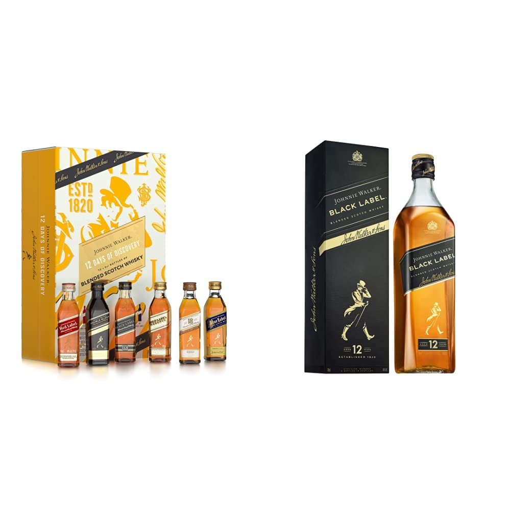 Johnnie Walker Blended Scotch Whisky 12 x 5cl Advent Calendar & Blended  Scotch Black Label : Amazon.co.uk: Grocery