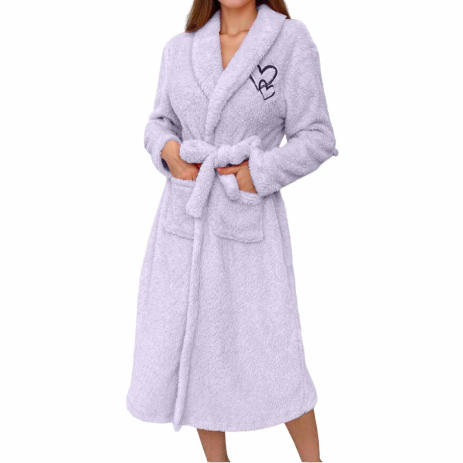 Robe De Chambre Femme Polaire Peignoir Bain Chaud Hiver Doux Sortie Chic Chaude Peignoirs