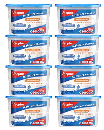 Image of Vacplus Moisture Absorbers - Dehumidifiers for Closet, Efficient Humidity Absorber Boxes Collect Excess Moisture for Bathroom, Kitchen, Study, Fragrance-Free, 8 Pack