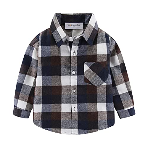 Image of Mud Kingdom Boys Plaid Flannel Shirt Long Sleeve Button Down Casual