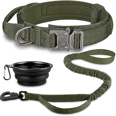COOYOO Dog Collar,3 Piece Set Tactical Dog Collar, Adjustable Military Training Nylon Dog Collar with Control Handle and Heavy Metal Buckle for Medium and Large Dogs Cover