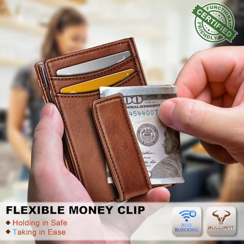 BULLIANT Magnetic Closure Slim Wallet-Genuine Leather Front Pocket Wallet for Men,RFID Blocking,Holds 12 Cards and Money Clip - Image 6