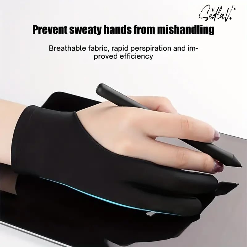 Guantes de dibujo de precisión SEDLAV para artistas – Juego de dos dedos para tabletas gráficas y iPad, protección para mano izquierda y derecha miniatura 2