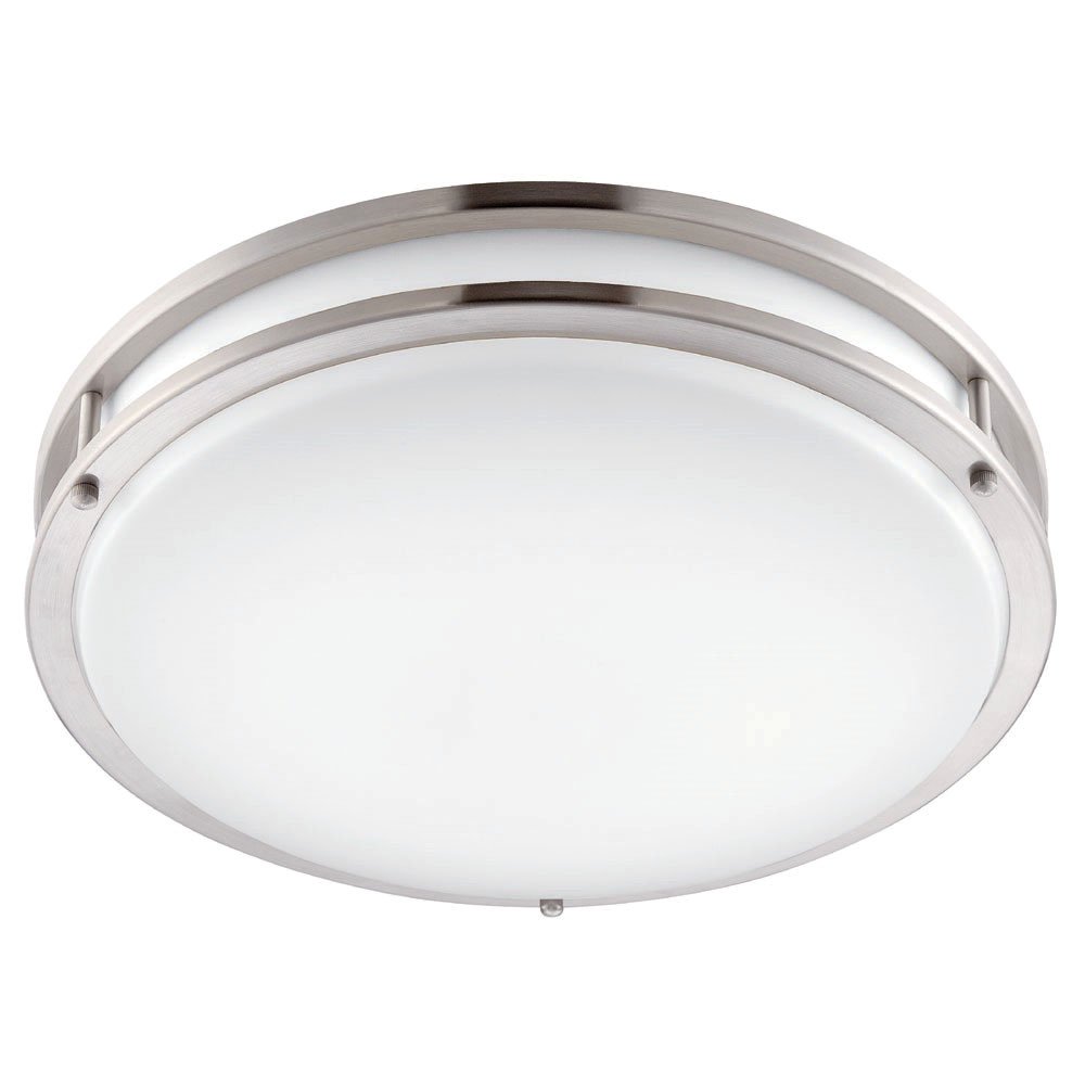 DESIGNERS FOUNTAIN 18 Watt 12 inch Brushed Nickel Dimmable LED Flush Mount Ceiling Light, 3000K Soft White, 1152 Lumens, EV1412L30-35