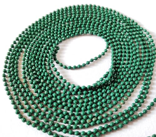 Image of GoSetGet! 12 mtr-Dark Green-1.5mm Metal Ball Chain for LIPPAN Art, Rangoli, Jewelry Making, Crafts, Decorative, Long Lasting Finish (12 Mtr DarkGreen)