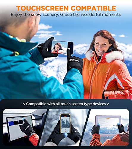 -10℉ Winter Gloves For Men Women, 3M Insulated Waterproof Windproof Ski Gloves, Warm Snow Gloves With Zipper Pockets & Touchscreen Fingers, 5-Layer Thermal Cold Weather Gloves For Skiing Snowboarding #TOP3