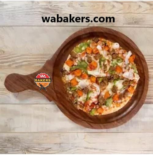 Image of W.A Bakers Wooden Round Pizza Bat with Handle /Bat /Board (8 Inches, Brown) (Small)