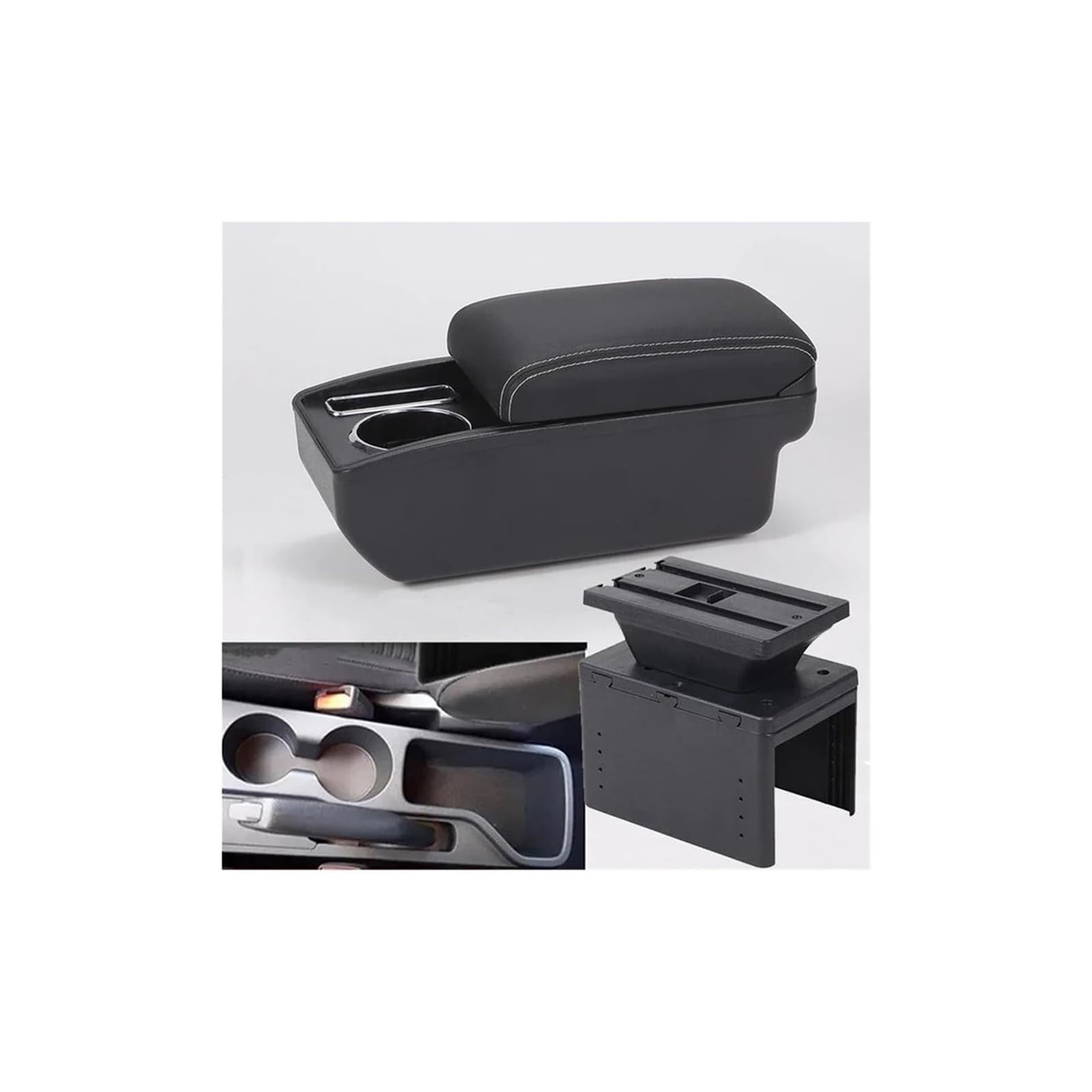 Hckclmbmzw B3 Black White 6Usb For Hyundai I20 2021 2022 2023 2024 Interior Parts Center Console Car Storage Box Auto Accessories Armrest Car Armrest Center Console(B3 Black White 6Usb)