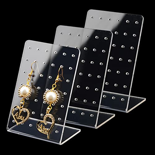 PandaHall 4er-Pack Ohrringhalter, 42 Löcher Ohrstecker Display Ständer L-Form Ohrringe Schmuck Show Rack Ständer Organizer Kunststoff Display Vitrine Cover