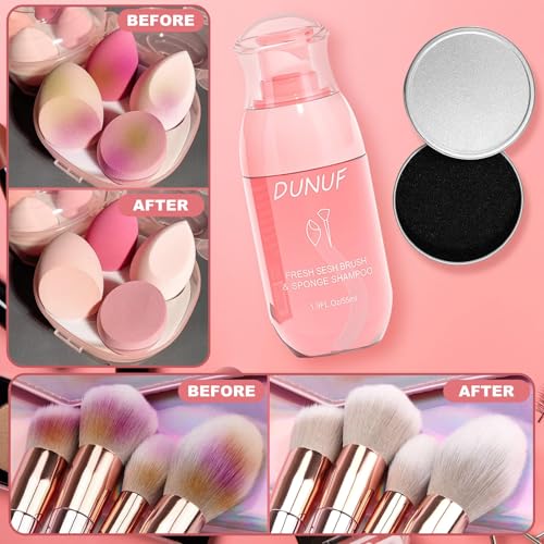 Kit de limpieza de brochas de maquillaje, limpiador de brochas de maquillaje con caja de esponja, elimina colores de sombras, colores cosméticos diarios, secado rápido. (55ml) - imagen 7
