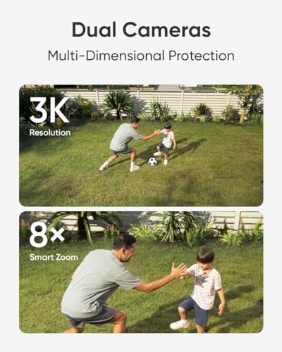 eufy Security Floodlight Camera E340 Dual Cameras Wired Outdoor Security Camera, 3K Resolution, Pan & Tilt, 24/7 Recording, Dual-Band Wi-Fi, 2,000 Lumens, HomeBase S380 Compatible, No Monthly Fee - Image 4