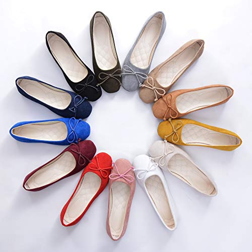 Stunner Women Square Toe Bow Ballet Flats Fashion Non Slip Flat Shoes Red 38(7) - Image 3