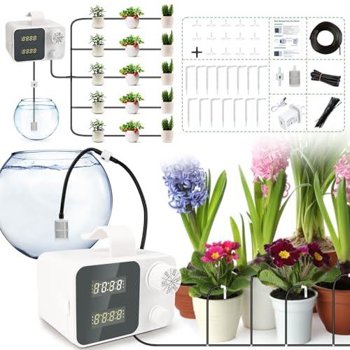 Plant Watering Device, Automatic Watering System, 30-Day Programmable Anti-Siphon Vacation Self Waterer, Indoor Garden Watering System & Drip Irrigation Kit (for 15 Plants) 1 Plant Watering Device, Automatic Watering System, 30-Day Programmable Anti-Siphon Vacation Self Waterer, Indoor Garden Watering System & Drip Irrigation Kit (for 15 Plants)