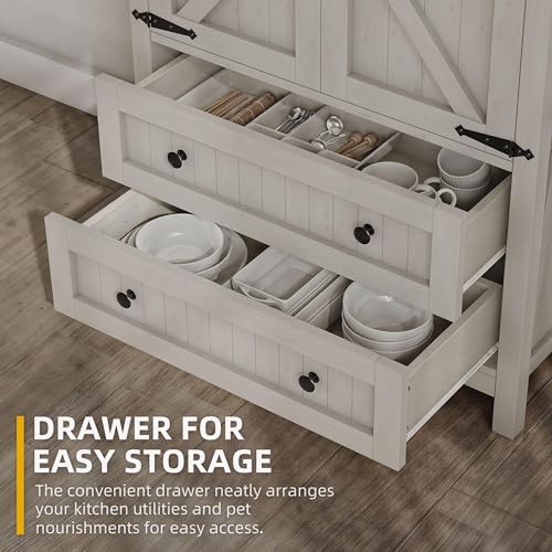 DWVO-Farmhouse-Kitchen-Pantry-Cabinet-645-Tall-Storage-Cabinet-with-2-Drawers-and-Adjustable-Shelves-Versatile-Storage-for-Living-Room-Dining-Room-or-Hallway-White DWVO Farmhouse Kitchen Pantry Cabinet 645 Tall Storage Cabinet with 2 Drawers and Adjustable Shelves Versatile Storage for Living Room Dining Room or Hallway White