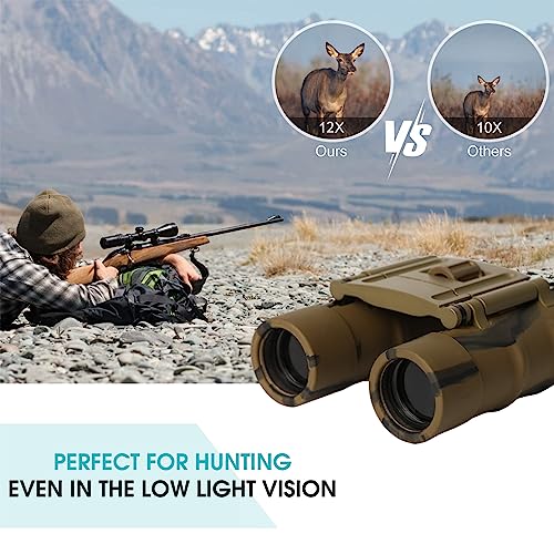 12X25 Smaill Binoculars For Adults And Kids, Premium High Power Easy Focus Binocular With Clear Low Light Vision, Compact Telescope For Bird Watching/Hunting/Sightseeing/Concert #TOP3