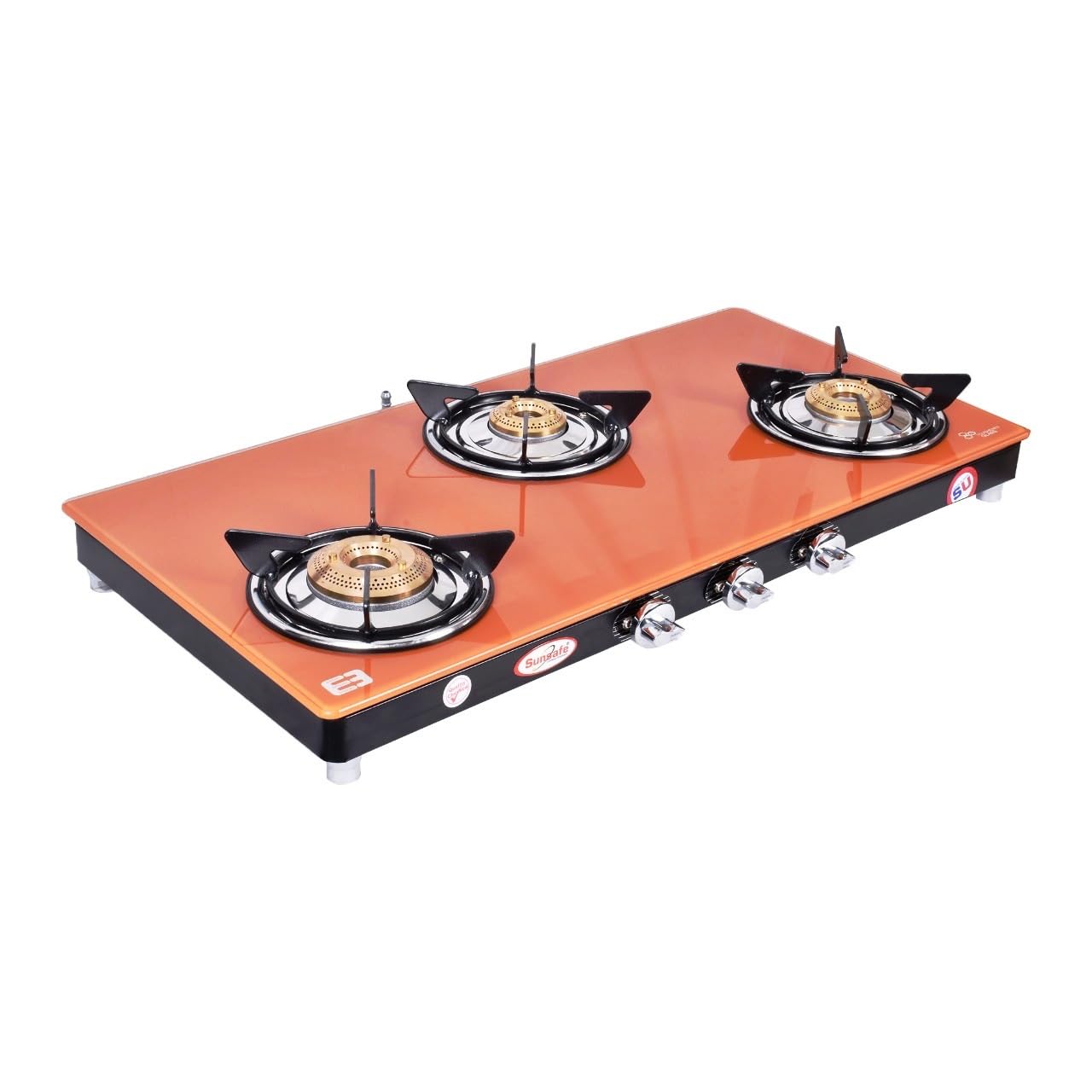 Bigflame 3 Burner TRI GLASS SLEEK MS, Manual Ignition Toughened Glass Top Cooktop Gas Stove with 1 Year Warranty
