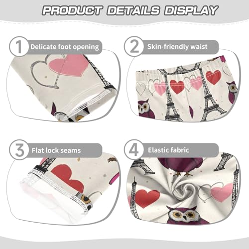 ALAZA Girls' Leggings Children's Yoga Pants Skinny Printed Dance Paris Tower Owl Comfortable 4T2