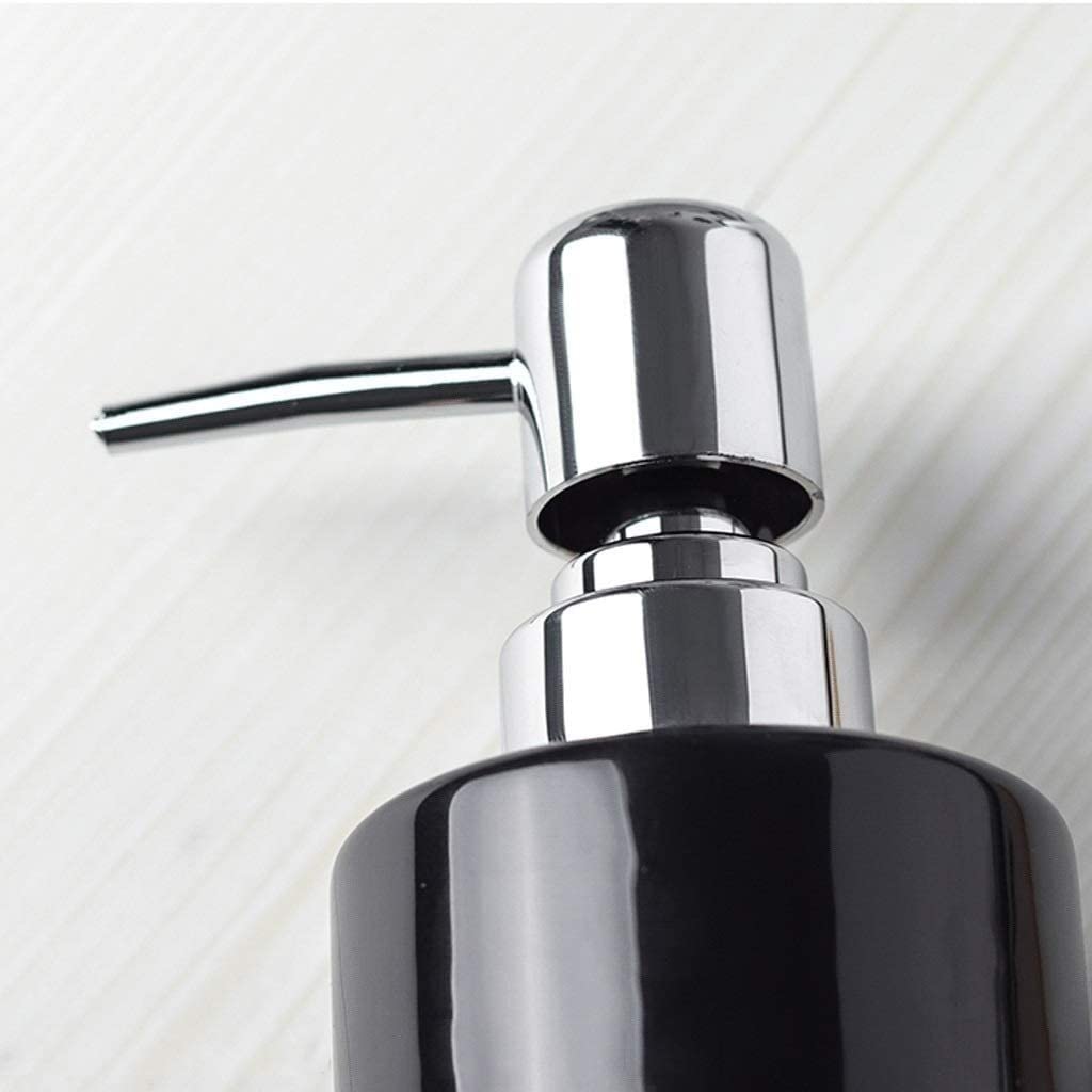 Keramik, Seifenspenderflasche mit Pumpe, Seifenspender Flaschenspender 3 -teiliges Keramik -Badezimmer -Set mit Bambusschalenschalen -Seifenspender for Küchenbad (schwarz, weiß) 300 ml/10 Unzen Lotion