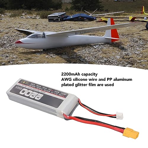 7,4 V 2S 2200 MAh 35 C LiPo-Akku, Hochleistungszellen, Langlebig und Stabil, Ideal für RC-Flugzeuge (XT60-Stecker)