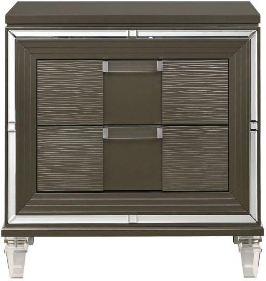 HomeStock Nightstand 2 Drawer USB Bedside Table Modern Glam Style