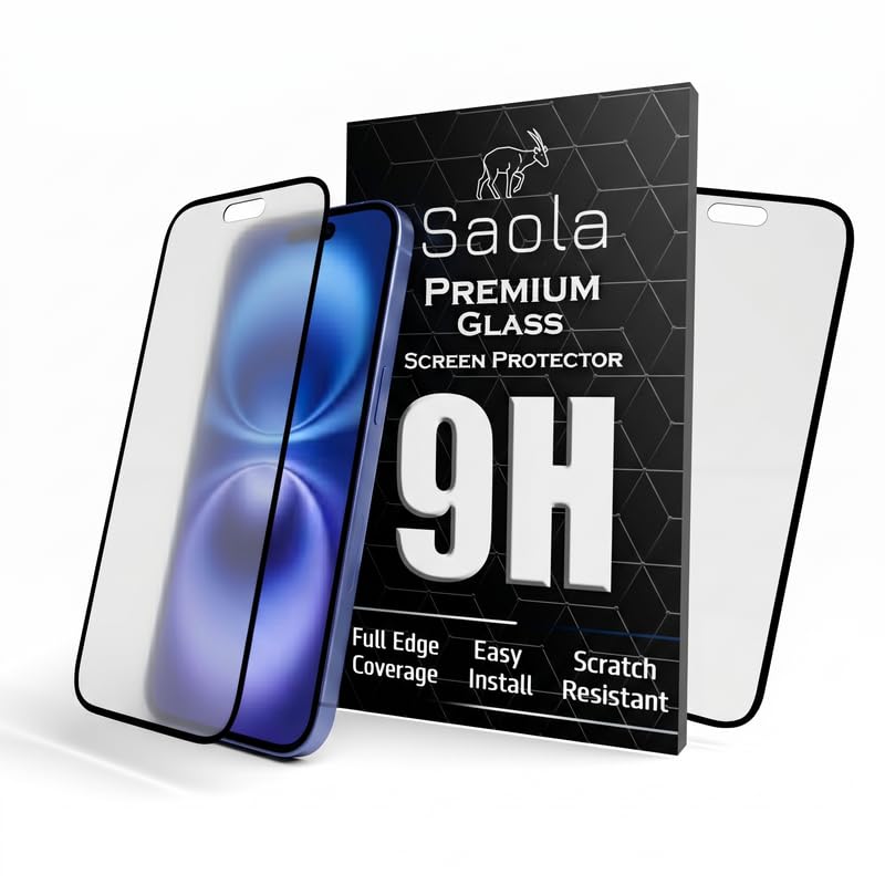 Image of Saola HD Matte Tempered Glass With 18H Hardness For Apple Iphone 16 Plus (PACK OF 1) with Hassle-less Installation Kit. Full screen Coverage. 6.7 inch
