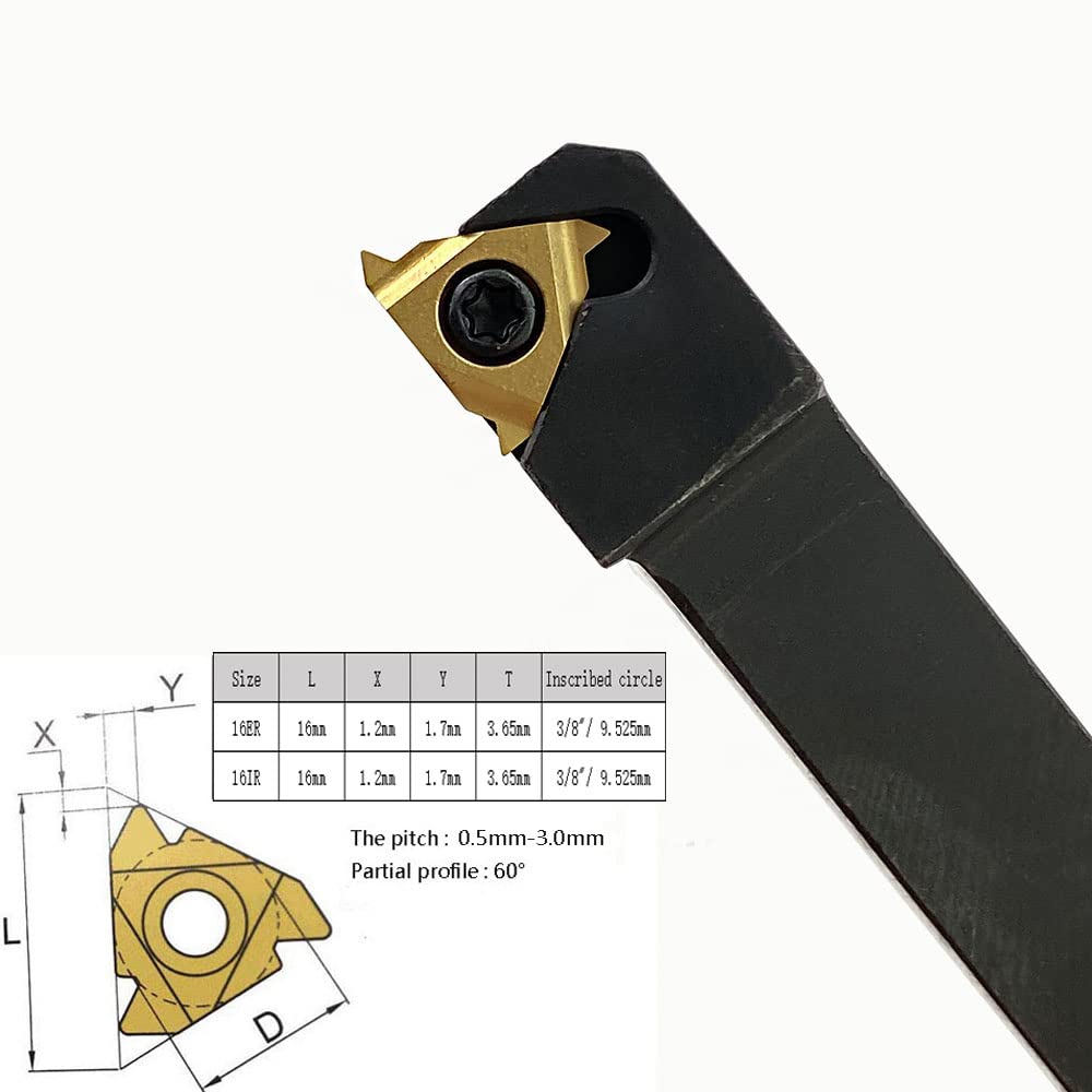 GBJ 1/2" SER1212H16 SEL1212H16 Threading Holder wit 1pc 16ER + 1pc AG60 16IR AG60 3/8" Threading Inserts Drilling Tools