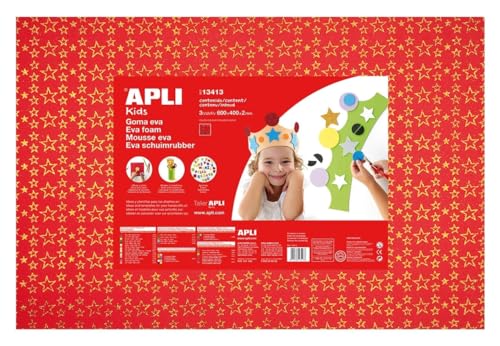APLI Kids 13413 - Goma EVA especialidad, Espuma, Estrellas, 600 x 400 mm