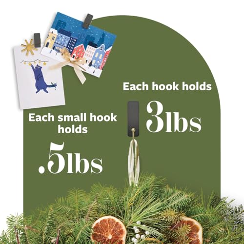 Image of Command Mixed Hooks Pack, 10 Soot, 12 Strips (2 Medium Hooks, 8 Spring Clips), for Hanging Christmas Decorations