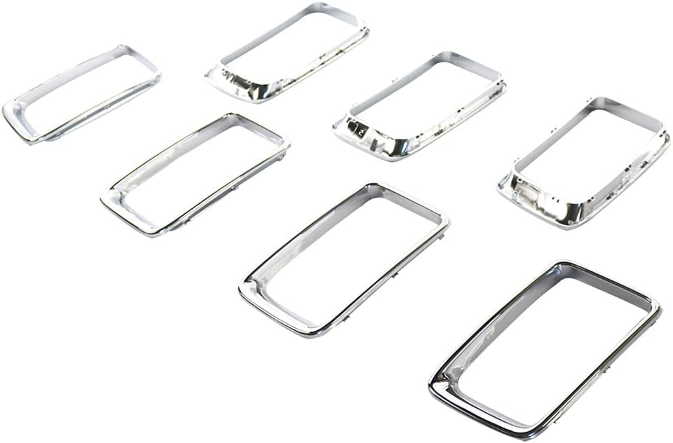 Front Grill Rings Grille Inserts Cover Trim Kit, 7PCS Front Grill Inserts Grille Cover Trim, Compatible with Jeep Grand Cherokee 2014-2016 - Glossy Black