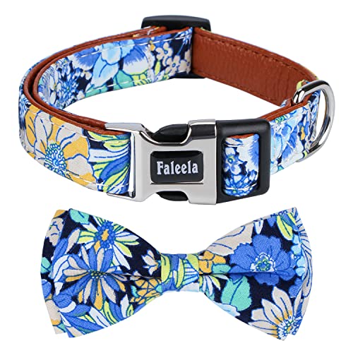 Faleela Cute Soft Girl Dog Collar with Bow, Bowtie Dog Collar for Boy,Detachable Adjustable Collar for Small Medium Large Pet