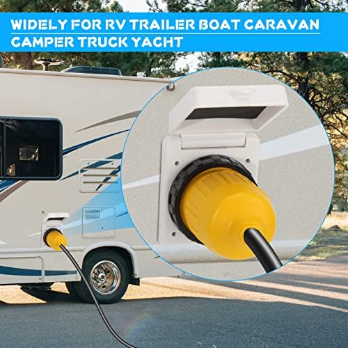 TIPHOPE 30 Amp RV Power Inlet Kit,30 Amp Shore Power Inlet Receptacle,ETL Listed 125V NEMA L5-30R Female Twist Locking Connector with Weatherproof Cover Boot Kit for RV Trailer Camper