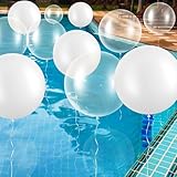 Gejoy 24 Pcs Pool Giant Balloons 36/24/18 Inch Jumbo Large Big Latex Balloons Bulk with Ribbon for Pool Decorations Garland Arch Wedding Birthday Supply, Needs to Be Filled with Helium(White)