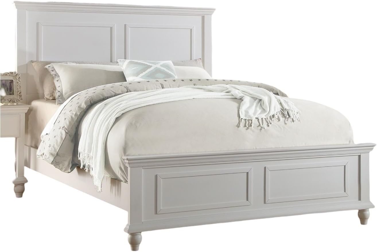 White Bed Bedroom Furniture High Panel Headboard Footboard Plywood,Easy Assemnly