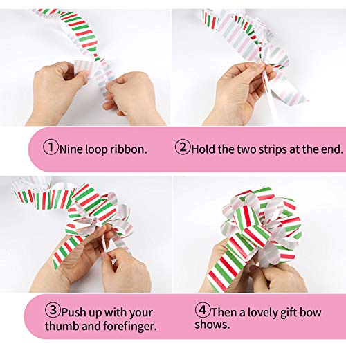 24pcs Christmas Pull Bow with Ribbon 4.7” Wide 12 Different Patterns Wrapping Bow for Xmas Present Decorations - Thumbnail 3