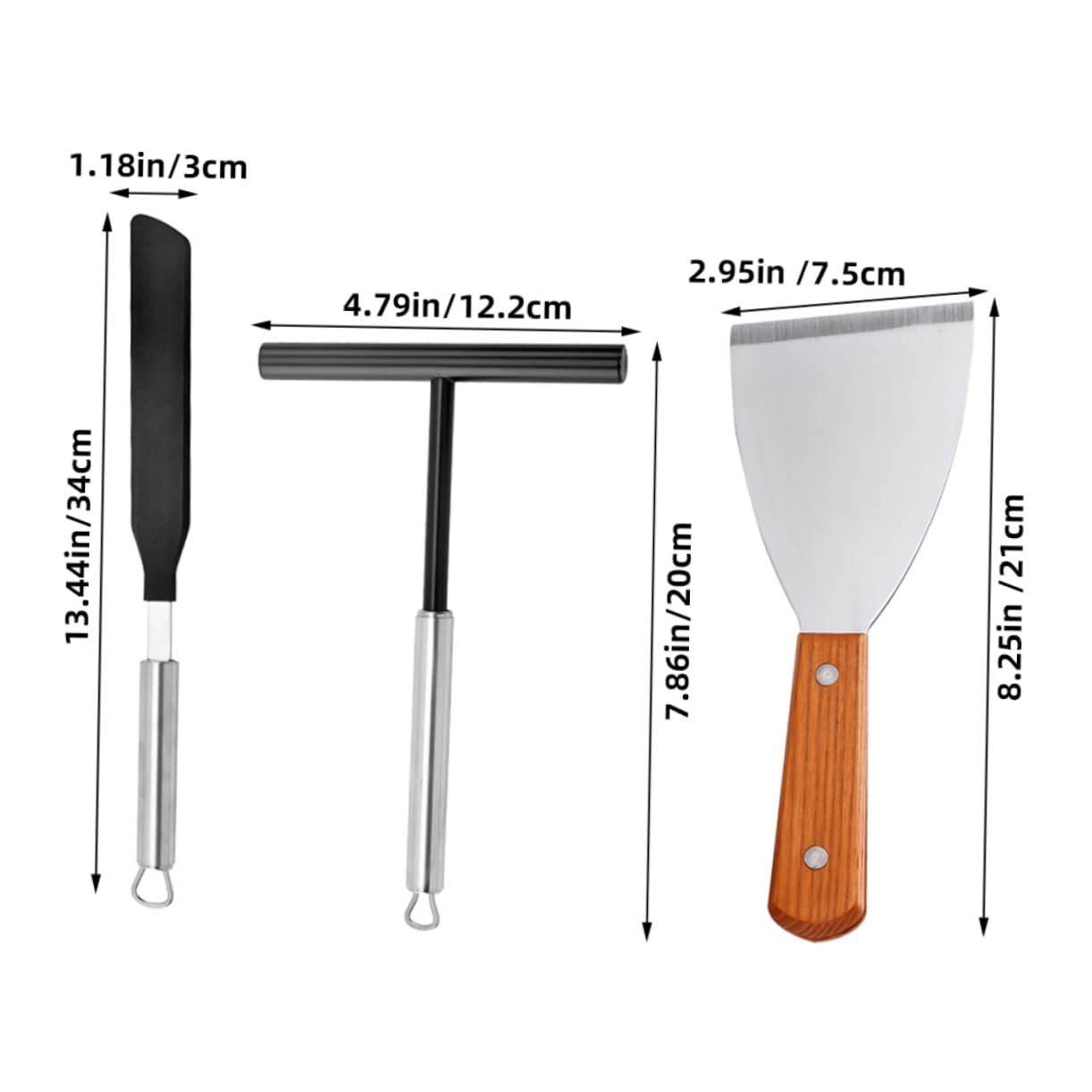 HAKIDZEL 1Set Stainless Steel Pancake Spreader Spatula Crepe Maker Tools for Non Stick Design Comfortable Grip for Home Kitchen Use