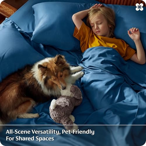 Image of Bedsure Queen Sheet Set, Rayon Derived from Bamboo, Cooling Sheets, Deep Pocket Up to 16 inch, PureWoven, Breathable & Soft, Hotel Luxury Silky Bedding for Hot Sleepers, Teal
